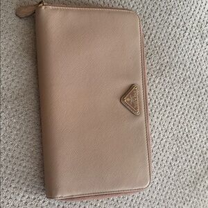 Prada Taupe Saffiano Leather Wallet